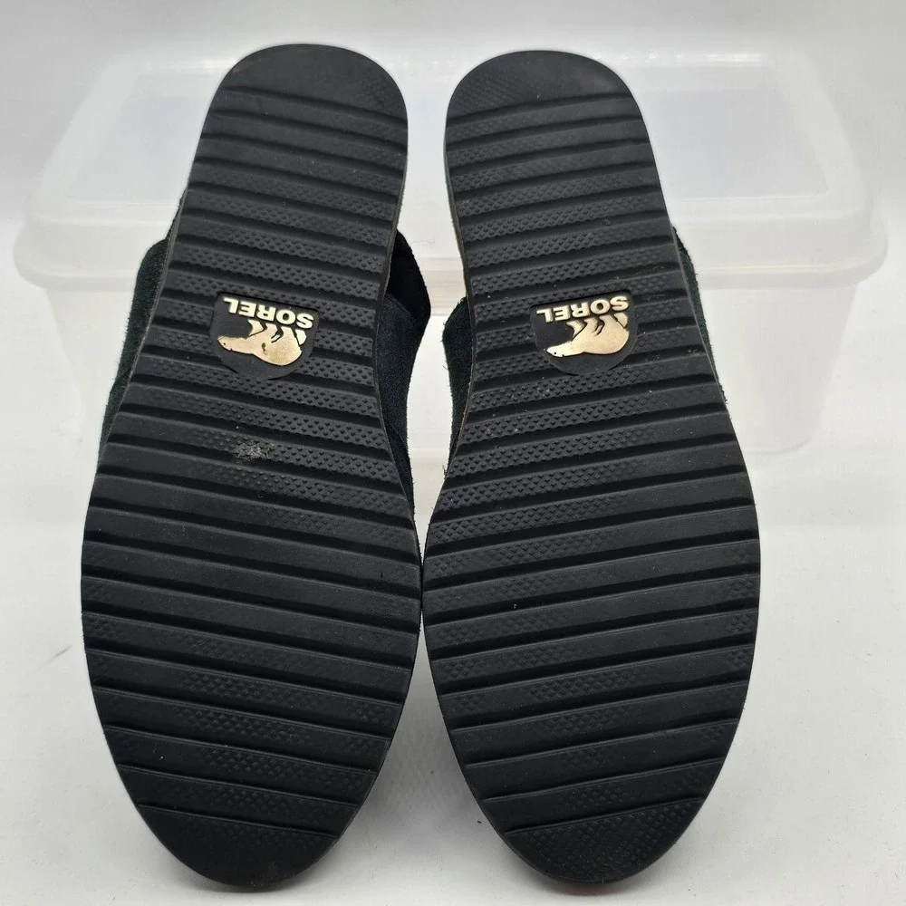 Sorel Sandals Womens Size 10 Black Suede Slingback Strappy Damage Shoes